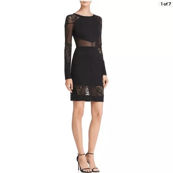 French Connection  Dress Tatlin Black Lace Trim Party  Dress Size 12 - Picture 1 of 14